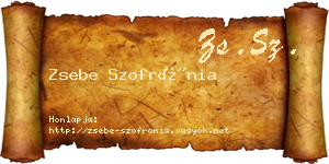 Zsebe Szofrónia névjegykártya